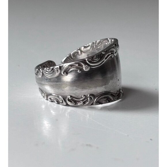 Handmade Antique Silver Plated Spoon Ring: Rogers Bros Savoy, Size 8.5 - Picture 4 of 7